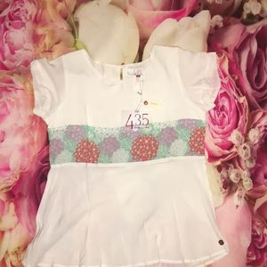 Sheer Matilda Jane shirt with floral panel